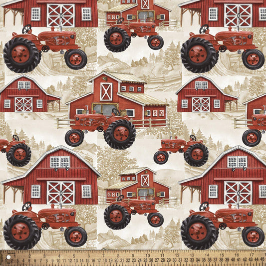 Farm Tractors by David Textiles - Fabric - 100% Cotton - DT-Potpourri of Novelty DX-4068-4C-1 Farm Tractors