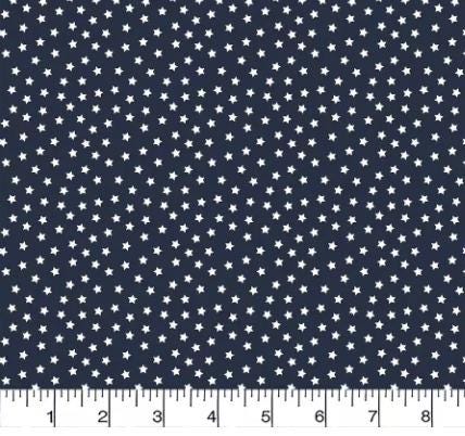 Tiny Stars on Navy Cotton fabric - 100% Cotton - continuous cuts