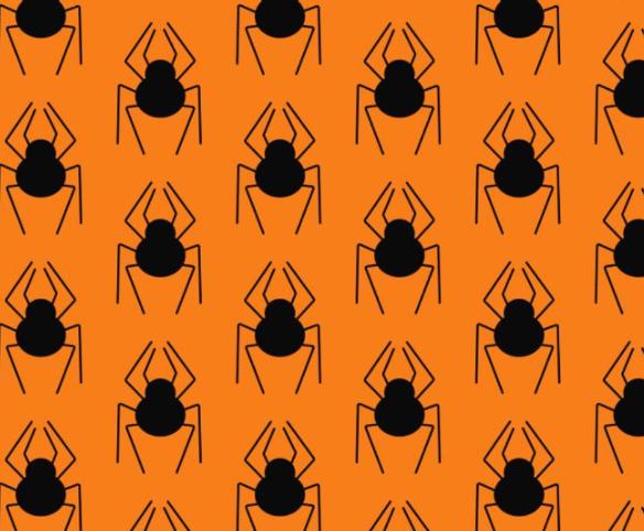 Spiders on Orange Halloween 100% Cotton Fabric - Drewie Pie Fabrics