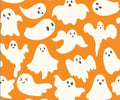 Ghosts on Orange Halloween 100% Cotton Fabric - Drewie Pie Fabrics