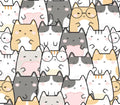 Packed Cartoon Cats 100% Cotton Fabric - Continuous Cuts - By Drewie Pie Fabrics