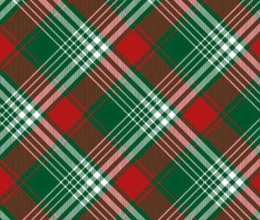 Red Green Festive Christmas Bias Plaid Cotton fabric- continuous cuts- - fast shipping! Drewie Pie Fabrics