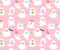 Ghosts on Pink Halloween 100% Cotton Fabric - Drewie Pie Fabrics