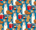 Milk and Cookies Christmas Cotton fabric - Christmas - holiday- continuous cuts