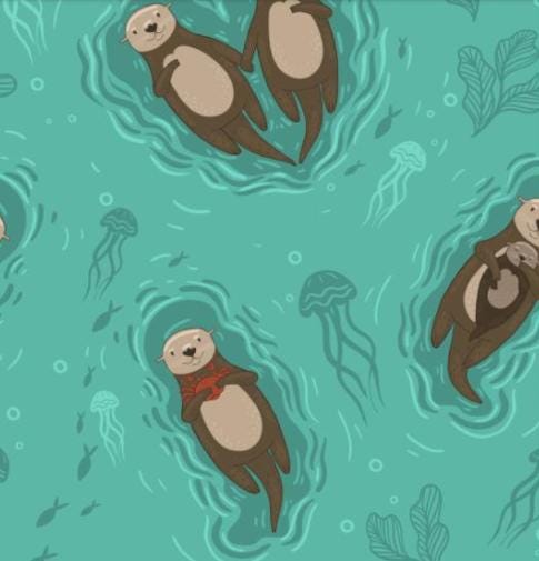 Sea Otters 100% Cotton Fabric - Continuous Cuts