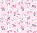 Ducks & Berries Cotton fabric- Continuous cuts- 100% Cotton-