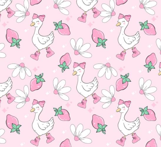 Ducks & Berries Cotton fabric- Continuous cuts- 100% Cotton-