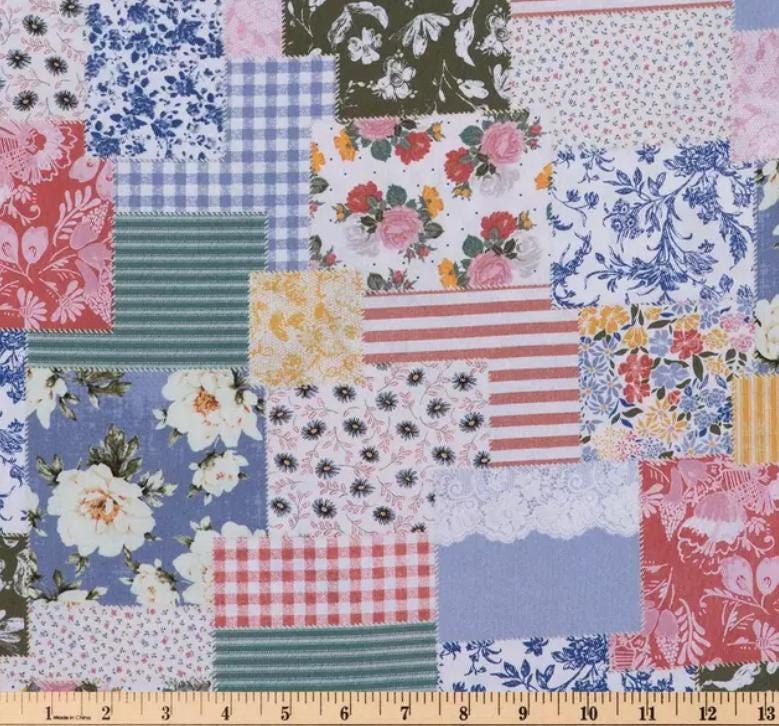 BOHO Patchwork Cotton Fabric  Continuous Cuts - Floral - Blender