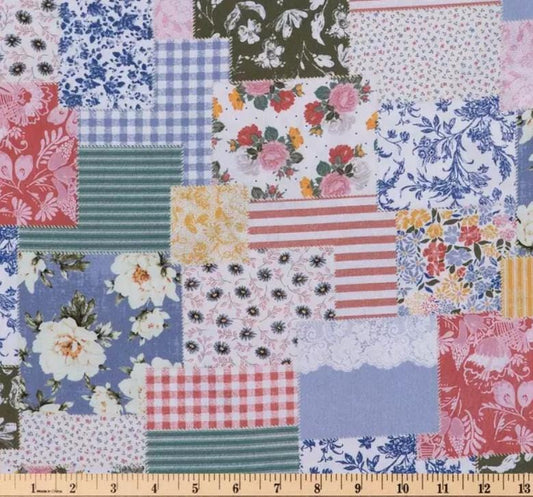 BOHO Patchwork Cotton Fabric  Continuous Cuts - Floral - Blender