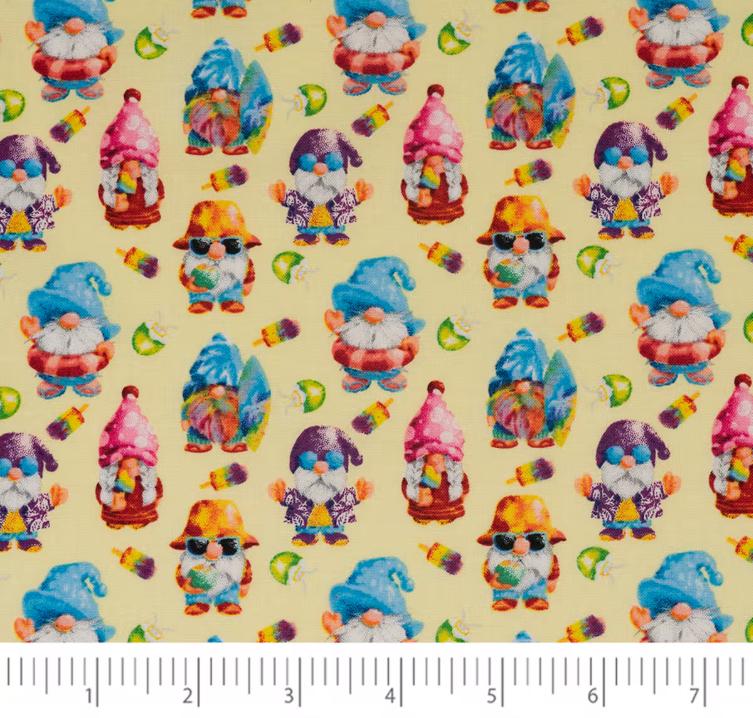 Rainbow Colorful Gnome Fabric- Gnomes 100% Cotton  Gnomes
