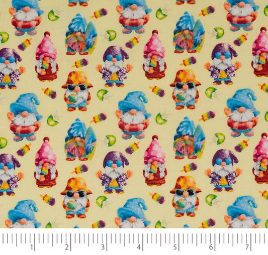 Rainbow Colorful Gnome Fabric- Gnomes 100% Cotton  Gnomes