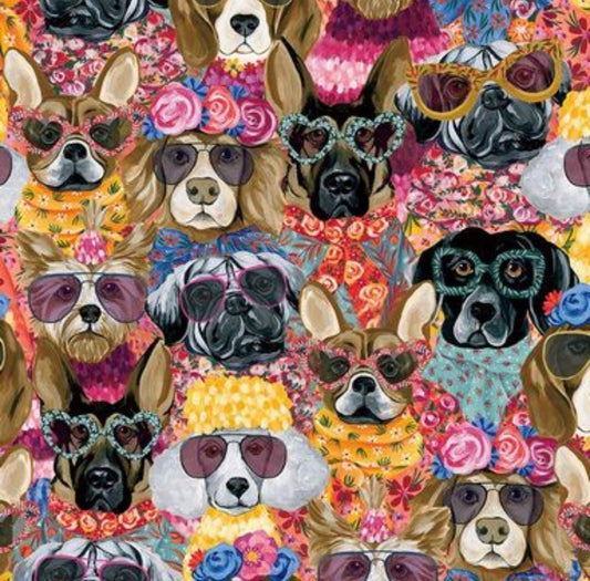 Packed Fashionista Dogs novelty 100% Cotton fabric- YVETTE-CD4179