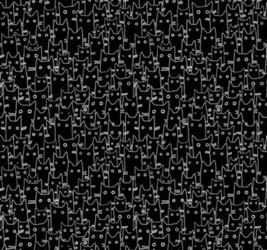 Dear Stella Black and White Cat Cotton Fabric - 100% Cotton- Continuous Cuts -