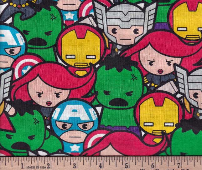 Avengers Assemble Camelot 100% Cotton Fabric- Continuous cuts by the 1/2 yard increment- Avengers - Iron Man - Hulk -Captain America