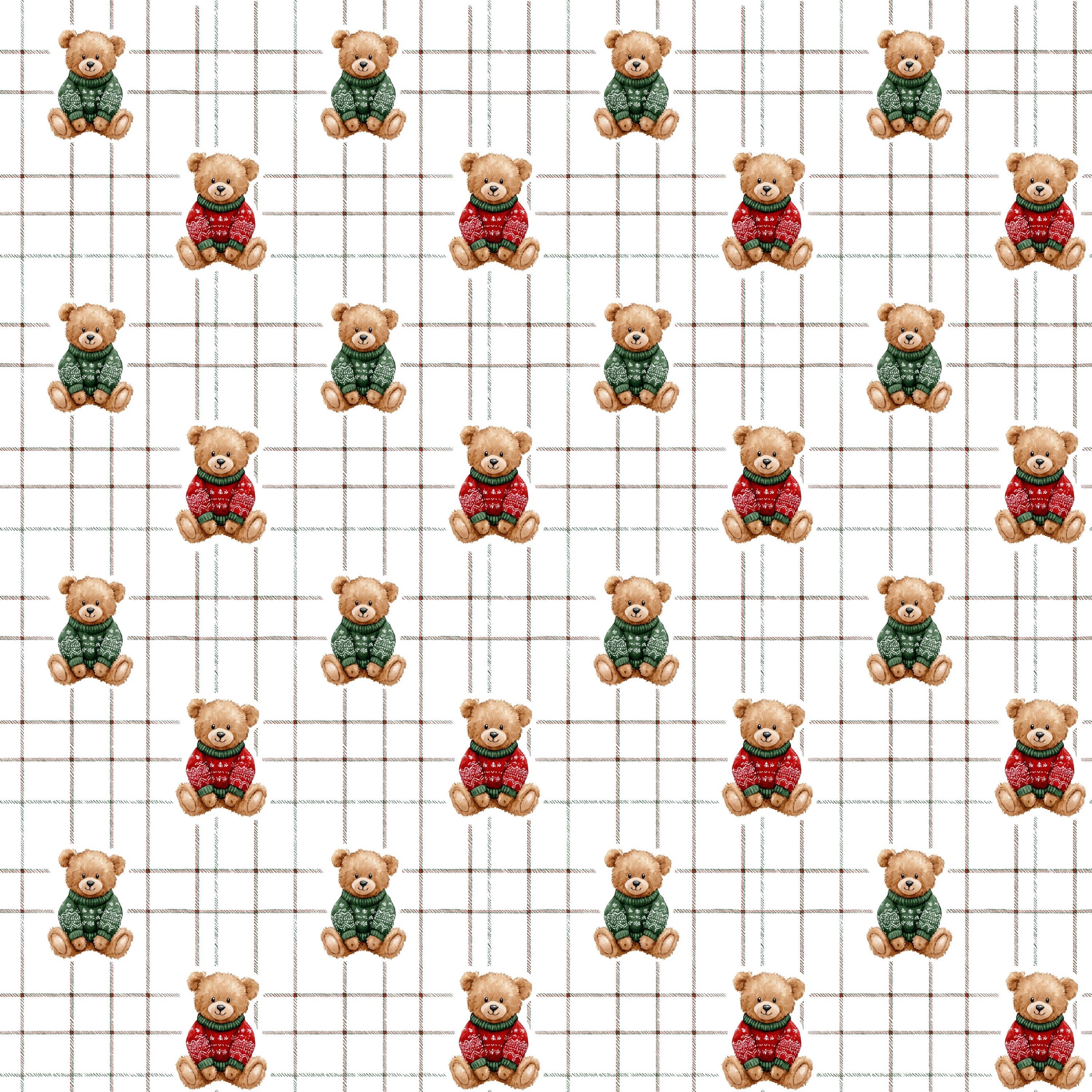 Christmas Teddies Fabric - 100% Cotton-Drewie Pie Fabrics