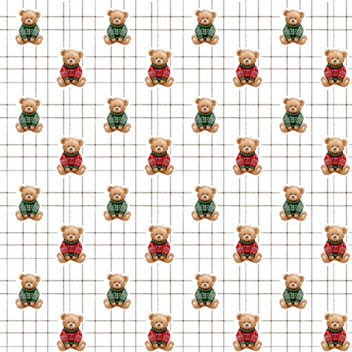 Christmas Teddies Fabric - 100% Cotton-Drewie Pie Fabrics