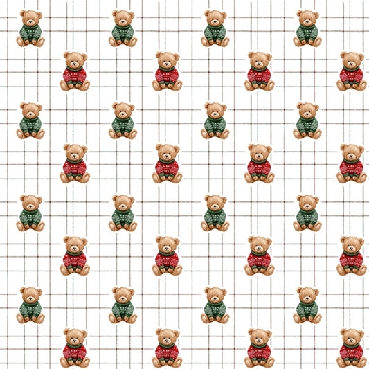 Christmas Teddies Fabric - 100% Cotton-Drewie Pie Fabrics
