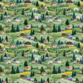 Country Meadow Village Cotton fabric 100% Cotton