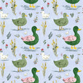 Watercolor Ducks Cotton fabric- Continuous cuts- 100% Cotton-