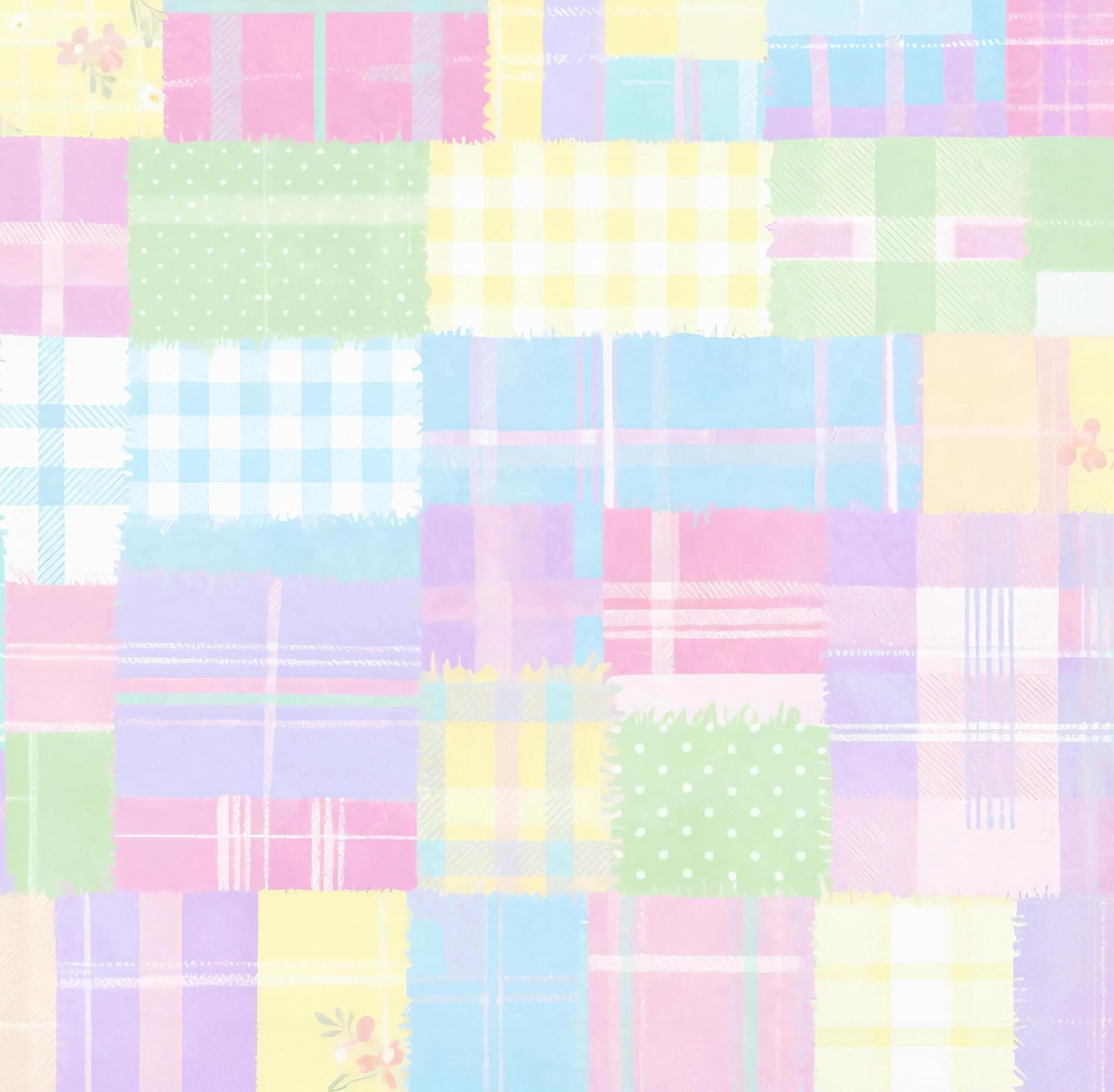 Pastel Easter Patchwork Cotton Fabric - 100% Cotton- Continuous Cuts