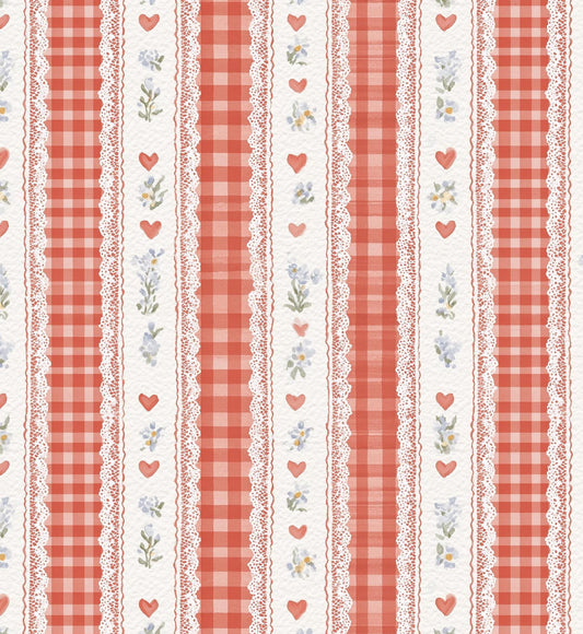 Heart Ribbon Cotton Fabric- 100% Cotton - Continuous Cuts