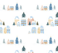 Winter Mini Village Cotton fabric 100% Cotton - Drewie Pie Fabrics