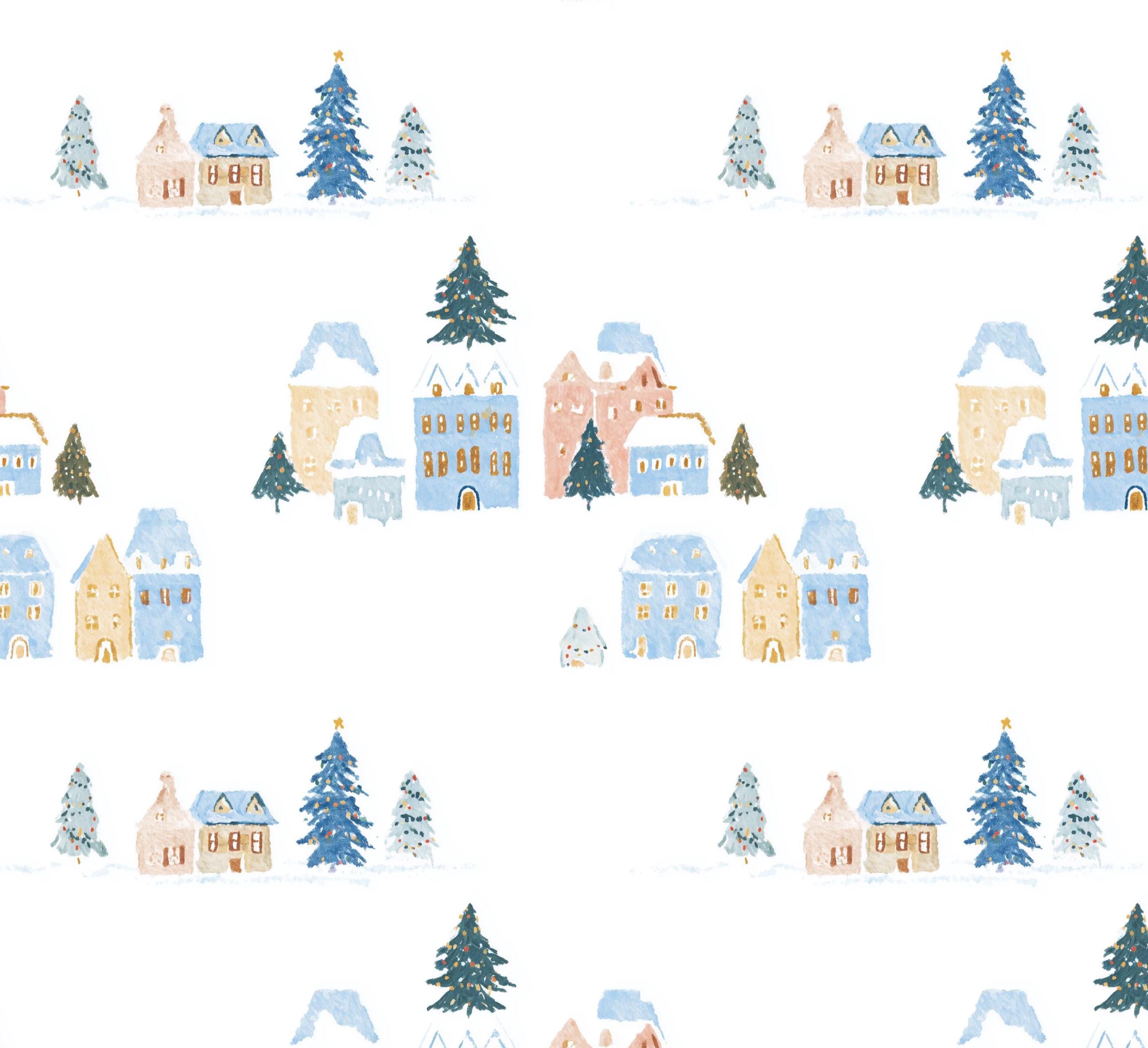 Winter Mini Village Cotton fabric 100% Cotton - Drewie Pie Fabrics