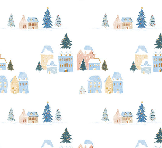 Winter Mini Village Cotton fabric 100% Cotton - Drewie Pie Fabrics
