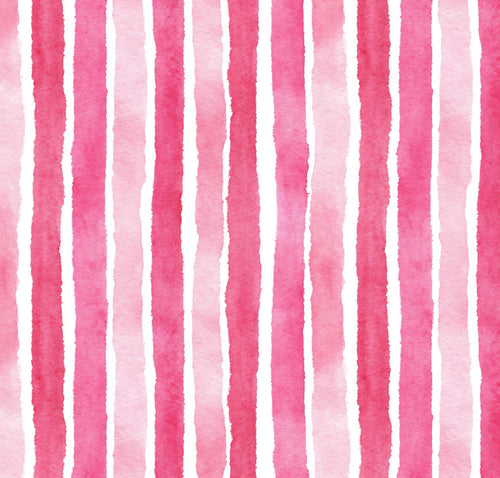 Bright Tonal Pink Watercolor Stripes Cotton Fabric- 100% Cotton Continuous Cuts Drewie Pie Fabrics