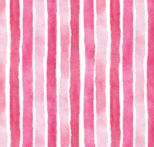 Bright Tonal Pink Watercolor Stripes Cotton Fabric- 100% Cotton Continuous Cuts Drewie Pie Fabrics