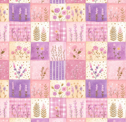Spring Floral Patch Cotton Fabric-  100% Cotton Continuous Cuts Drewie Pie Fabrics