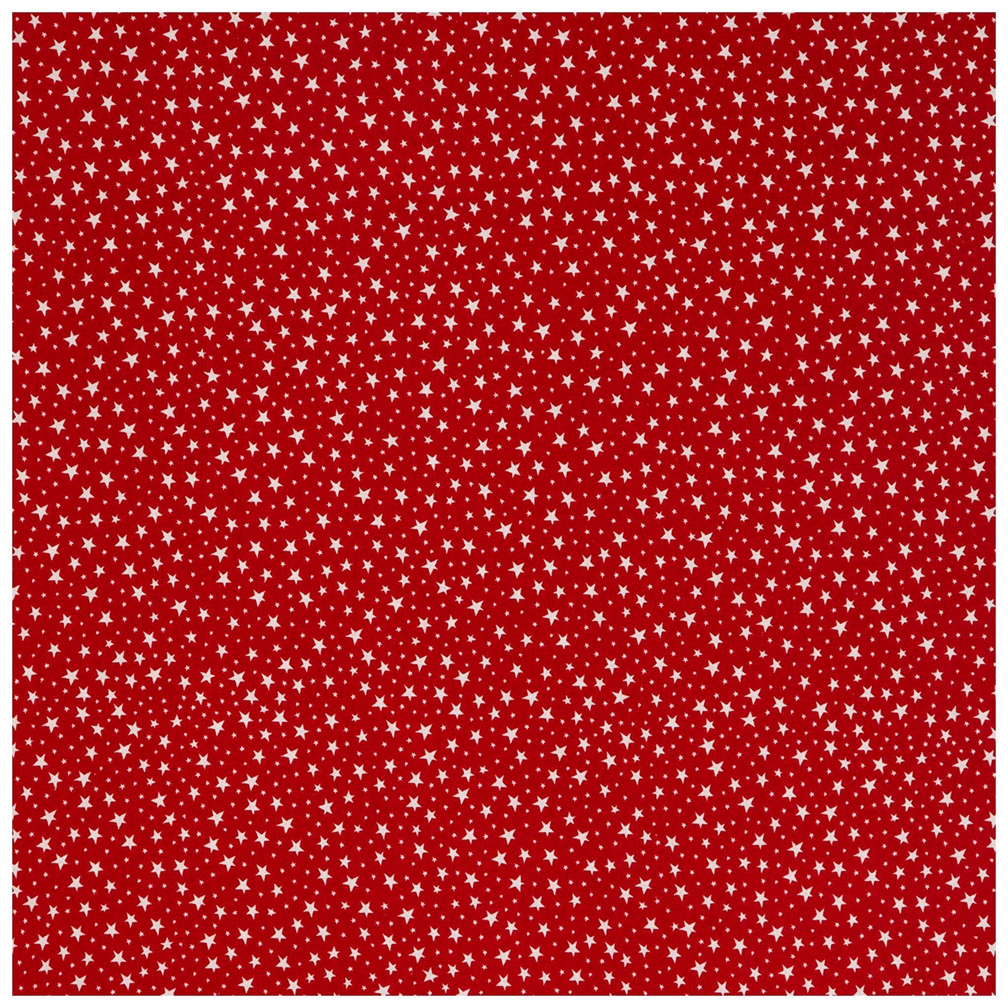 Multi Stars on Red Cotton fabric - 100% Cotton - continuous cuts