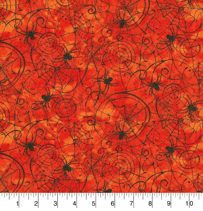 Glitter Accent Halloween Orange Fabric - Cotton Halloween Fabric - 100% Cotton - Continuous cuts -Fabric Traditions
