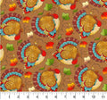 Fall Turkeys on Brown Cotton fabric - thanksgiving- fall- autumn 100% Cotton -