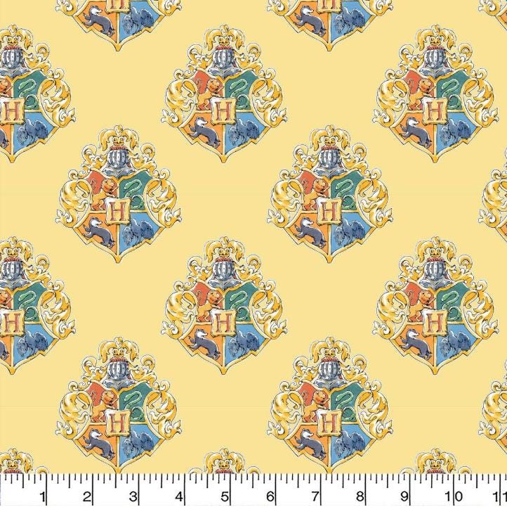 Yellow Watercolor Hogwarts Cotton Fabric - Camelot Cotton fabric- 100% Cotton - Licensed Fabric