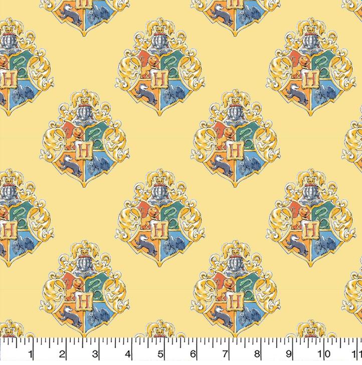 Yellow Watercolor Hogwarts Cotton Fabric - Camelot Cotton fabric- 100% Cotton - Licensed Fabric