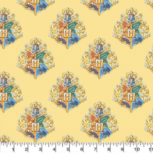 Yellow Watercolor Hogwarts Cotton Fabric - Camelot Cotton fabric- 100% Cotton - Licensed Fabric