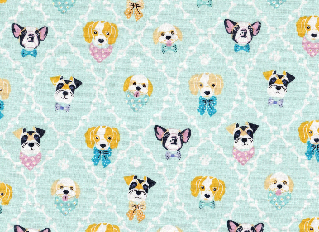 Dog and Bones Diamond Pattern Cotton fabric - 100% Cotton - continuous cuts FT-Novelty 2033-0163 Dogs and Bones Diamond Pattern