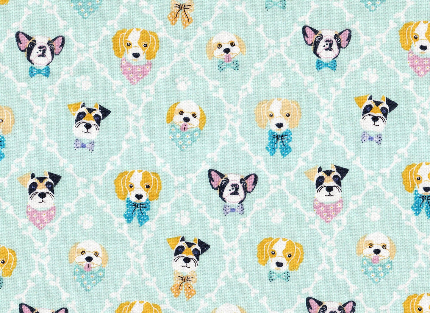 Dog and Bones Diamond Pattern Cotton fabric - 100% Cotton - continuous cuts FT-Novelty 2033-0163 Dogs and Bones Diamond Pattern