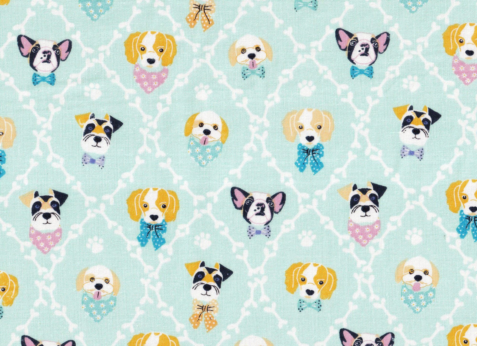 Dog and Bones Diamond Pattern Cotton fabric - 100% Cotton - continuous cuts FT-Novelty 2033-0163 Dogs and Bones Diamond Pattern