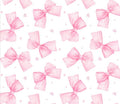 Pretty Pink Bows on White Cotton Material - 100% Cotton Fabric- continuous cuts -DA-CUP151
