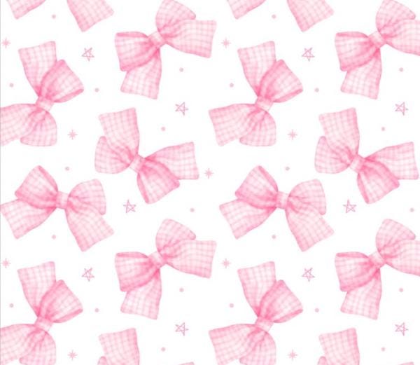 Pretty Pink Bows on White Cotton Material - 100% Cotton Fabric- continuous cuts -DA-CUP151