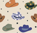 Cowboy Tossed Hats Cotton Fabric- 100% Cotton - Fabric- continuous cuts
