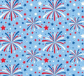 Patriotic Fireworks on Light Blue Cotton fabric - 100% Cotton - continuous cuts - Drewie Pie Fabrics