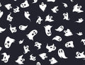 Tossed Ghosts on Black Halloween 100% Cotton Fabric - Drewie Pie Fabrics