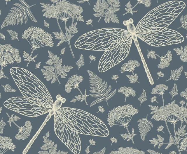 Dragonflies Cotton Fabric 100% Cotton - Continuous Cuts