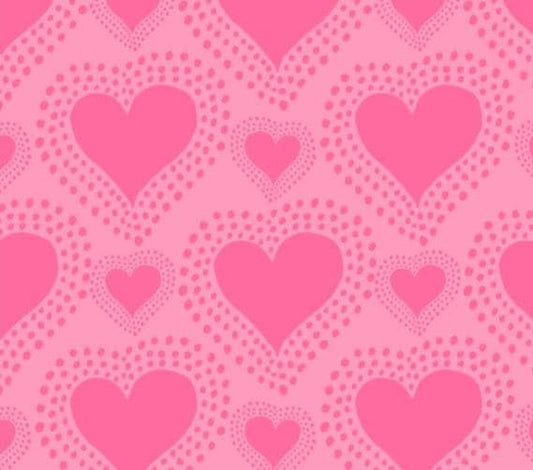 Valentines Hearts Pink Cotton Fabric- 100% Cotton Continuous Cuts Drewie Pie Fabrics