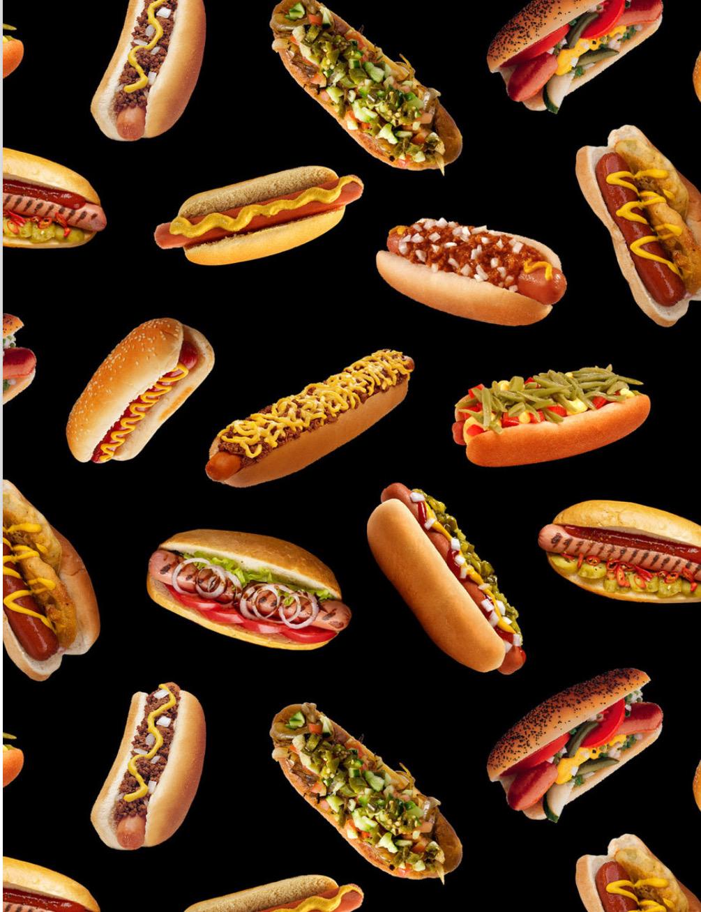 Hot Dogs Cotton Fabric- Continuous cuts - 100% Cotton -