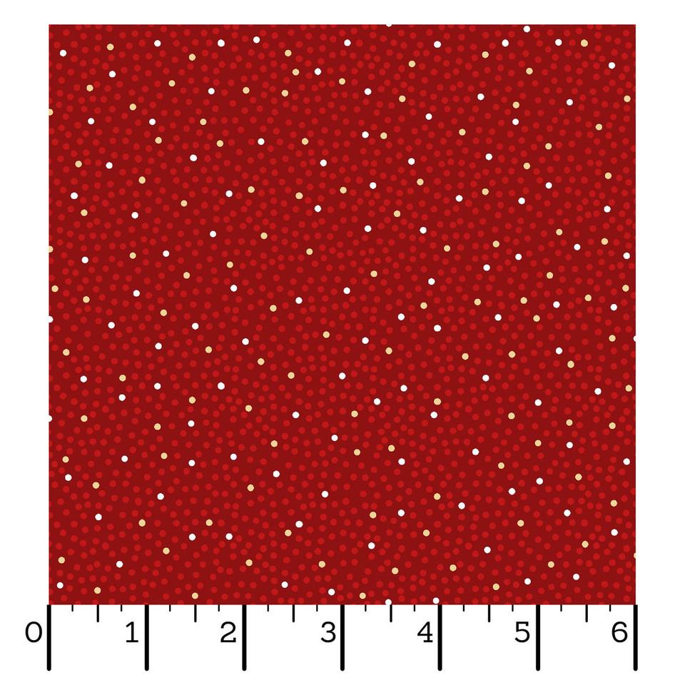 Red Dots Cotton fabric- Metallic Accent - Merry Mix-  continuous cuts - cotton fabric- fast shipping! MASM1118-R