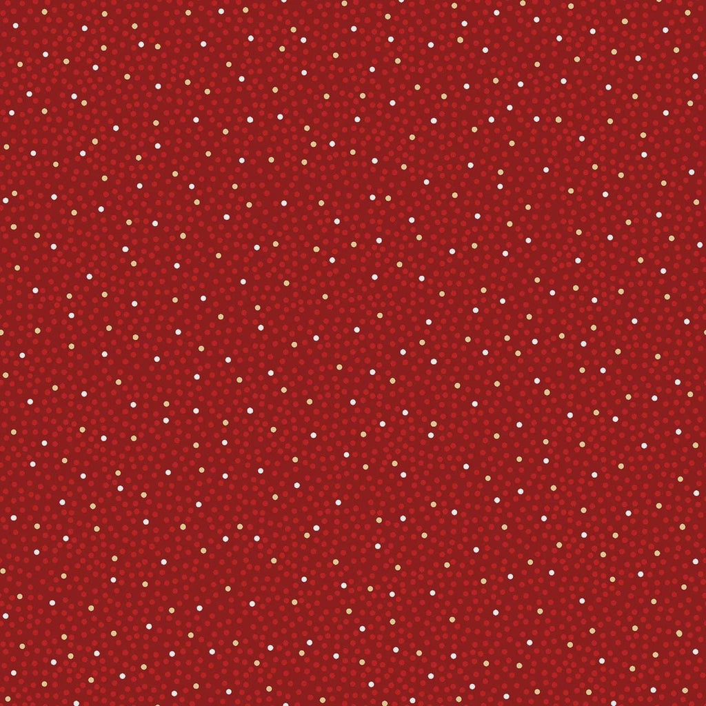Red Dots Cotton fabric- Metallic Accent - Merry Mix- continuous cuts - cotton fabric- fast shipping! MASM1118-R